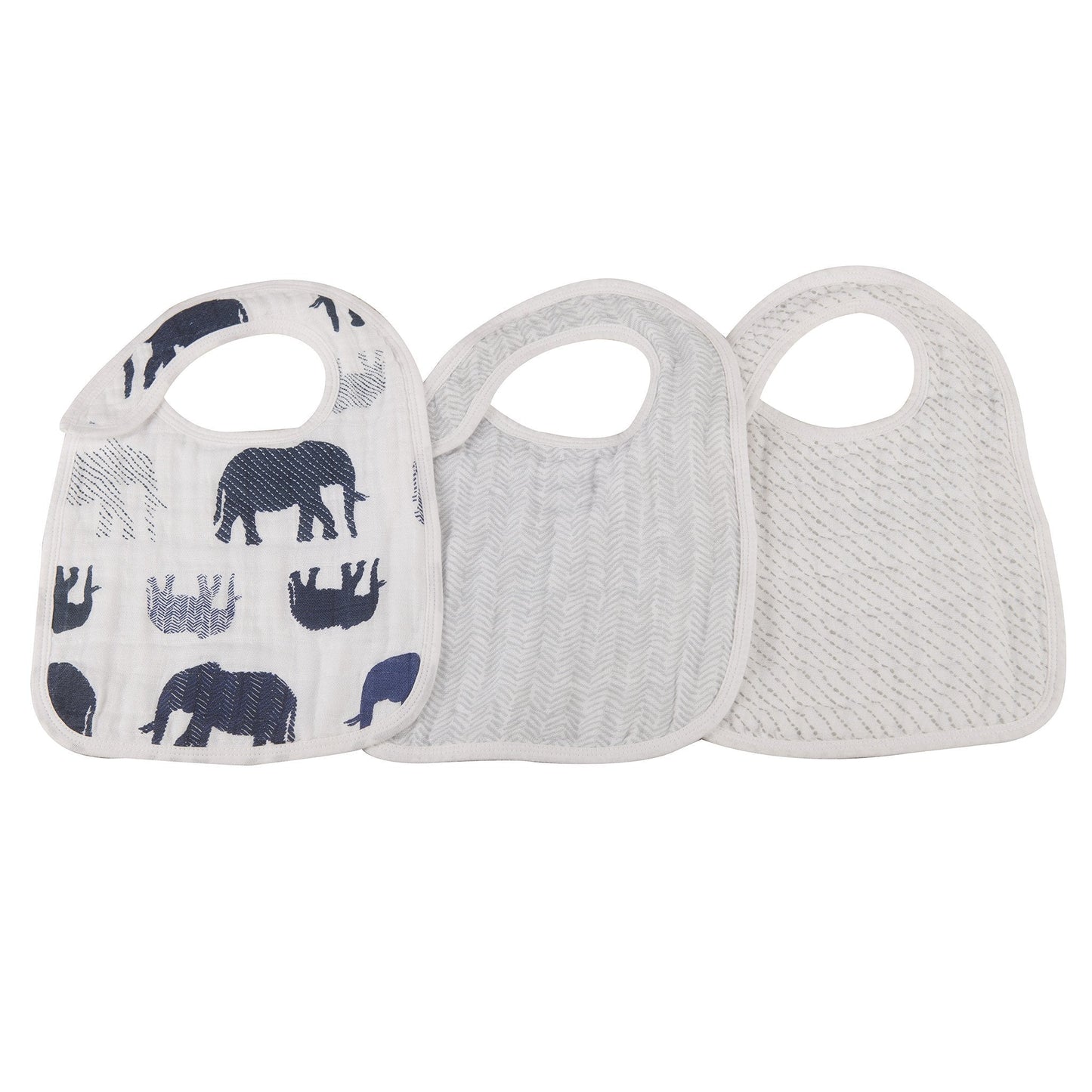 In the Wild Elephant Cotton Muslin Snap Bibs 3PK-4