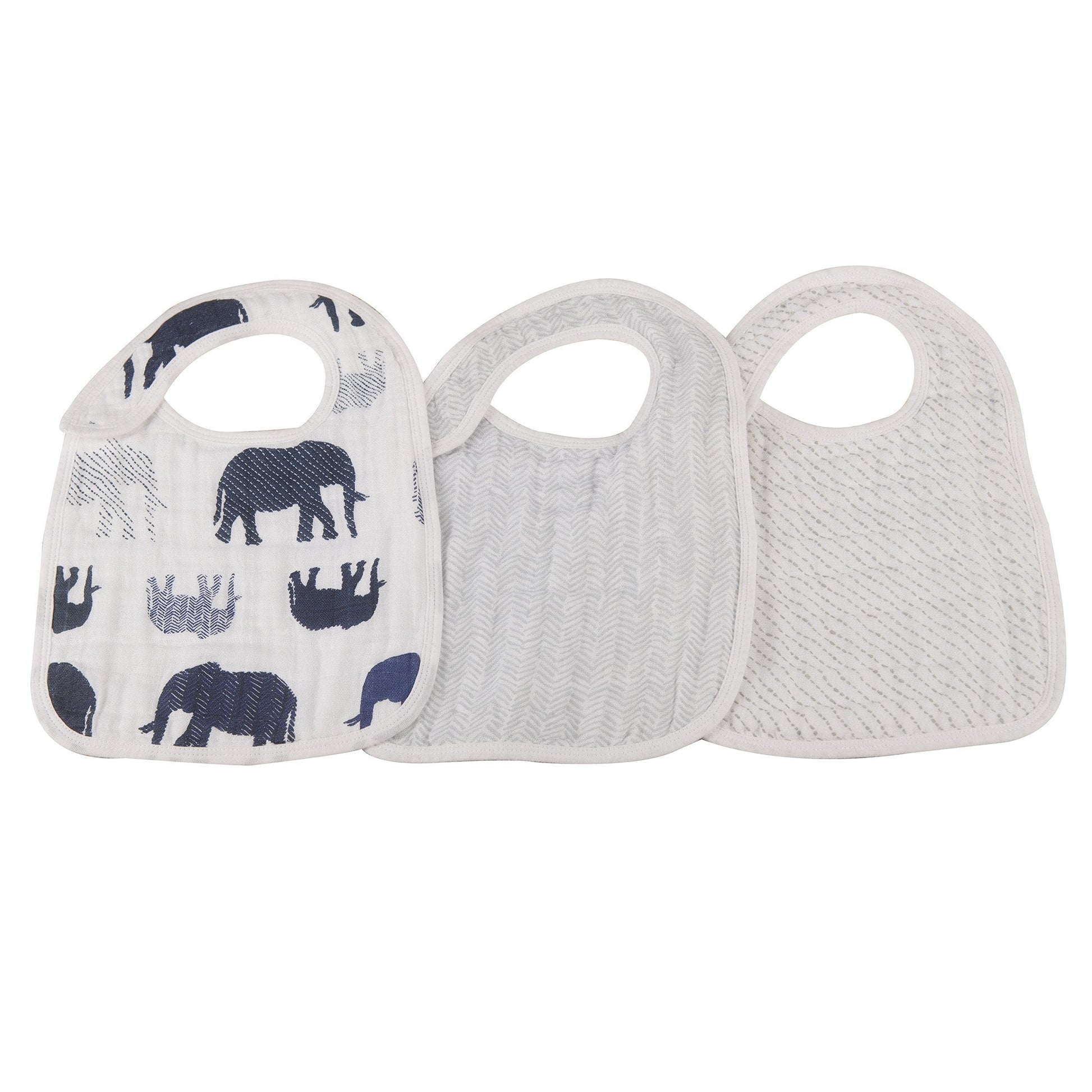 In the Wild Elephant Cotton Muslin Snap Bibs 3PK-4