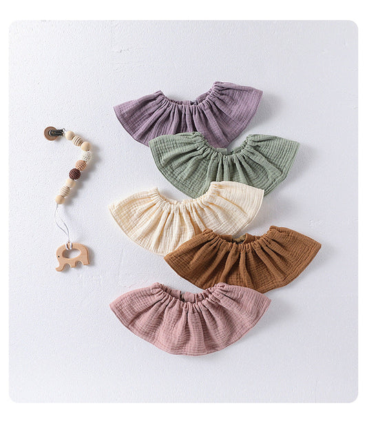 Simple Solid Color Cotton Strapped Bib-0
