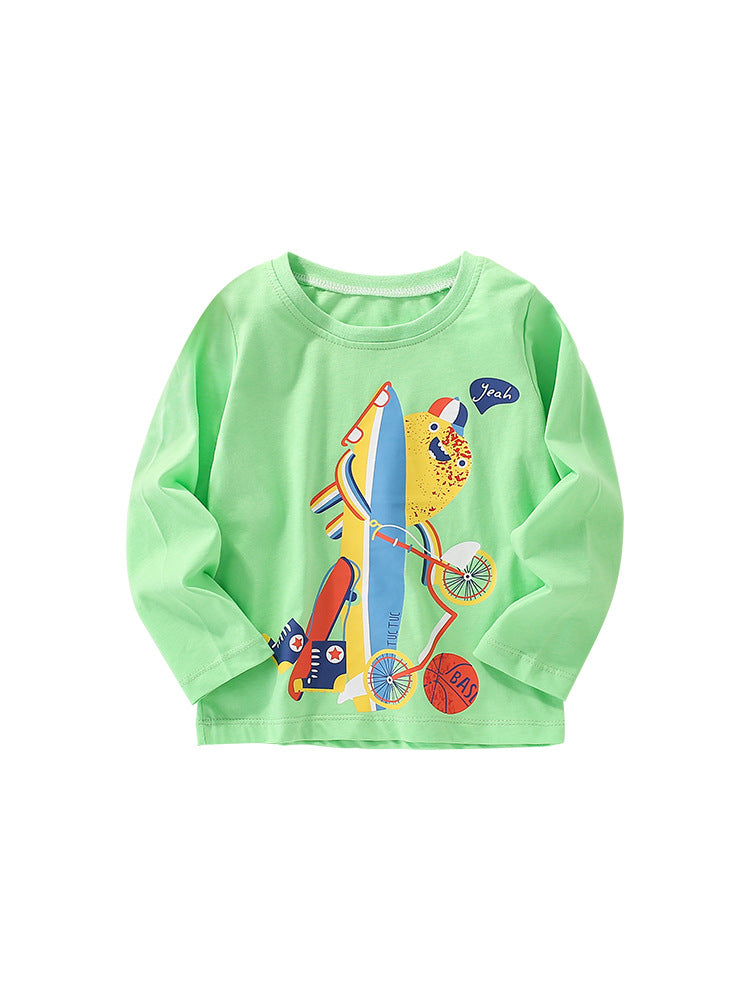 Toddler Boy Cartoon Pattern Crewneck Casual Shirts-3