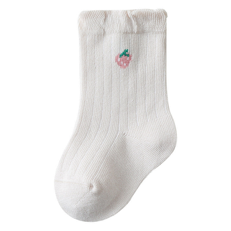 Baby Girls Frilled-Edges Breathable Mid-Calf Socks 2 Pairs-2