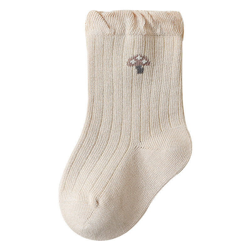 Baby Girls Frilled-Edges Breathable Mid-Calf Socks 2 Pairs-3