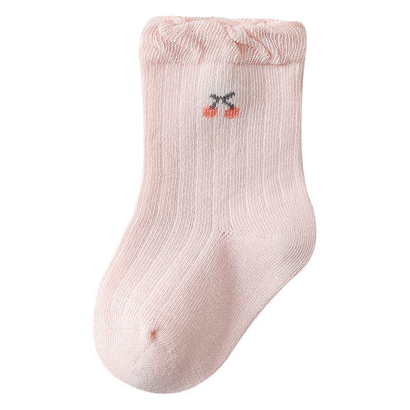 Baby Girls Frilled-Edges Breathable Mid-Calf Socks 2 Pairs-5